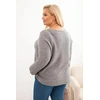 Moteriškas Plus Size megztinis su valties iškirpte, pilkos spalvos