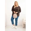 Moteriškas Plus Size megztinis su valtine iškirpte, rudos spalvos