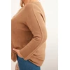 Moteriškas Plus Size megztinis su valtine iškirpte, kapučino spalvos