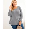 Moteriškas Plus Size megztinis su valtine iškirpte, pilkos spalvos
