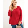 Moteriškas Plus Size megztinis su valtine iškirpte, raudonos spalvos
