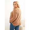 Moteriškas Plus Size megztinis su valtine iškirpte, kapučino spalvos