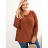 Moteriškas Plus Size megztinis su valtine iškirpte, rusvas