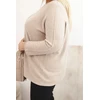 Moteriškas Plus Size megztinis su valtine iškirpte, tamsiai smėlio spalvos