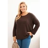 Moteriškas Plus Size megztinis su valtine iškirpte, rudos spalvos