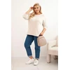 Moteriškas Plus Size megztinis su valtine iškirpte, smėlio spalvos