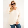 Moteriškas Plus Size megztinis su vilna, smėlio spalvos