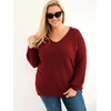 Moteriškas Plus Size megztinis su vilna, burgundiškos spalvos