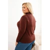 Moteriškas Plus Size megztinis su viskoze ir golfu, rudas