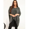Moteriškas Plus Size megztinis V formos iškirpte, grafito spalvos