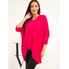Moteriškas Plus Size megztinis V formos iškirpte, fuksijos spalvos