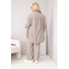 Moteriškas Plus Size muslino komplektas su marškiniais ir plačiomis kelnėmis, fango spalvos