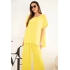 Moteriškas Plus Size palaidinės ir plačių kelnių komplektas, geltonas
