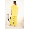 Moteriškas Plus Size palaidinės ir plačių kelnių komplektas, geltonas