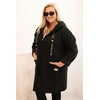 Moteriškas Plus Size paltas iš dirbtinės avikailio vilnos su gobtuvu ir kišenėmis, juodos spalvos