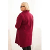 Moteriškas Plus Size paltas su apykakle ir didelėmis kišenėmis, bordo spalvos