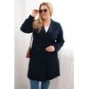 Moteriškas Plus Size paltas su apykakle, tamsiai mėlynos spalvos