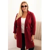 Moteriškas Plus Size paltas su apykakle, bordo spalvos