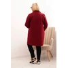 Moteriškas Plus Size paltas su apykakle, bordo spalvos