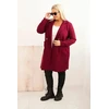 Moteriškas Plus Size paltas su apykakle ir didelėmis kišenėmis, bordo spalvos