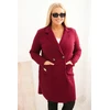 Moteriškas Plus Size paltas su apykakle ir didelėmis kišenėmis, bordo spalvos