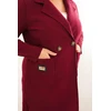 Moteriškas Plus Size paltas su apykakle ir didelėmis kišenėmis, bordo spalvos