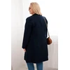 Moteriškas Plus Size paltas su apykakle, tamsiai mėlynos spalvos