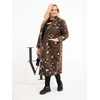 Moteriškas Plus Size paltas su atlapais, leopardo rašto, rudos spalvos
