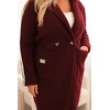 Moteriškas Plus Size paltas su dirbtinio avikailio pamušalu, bordo spalvos