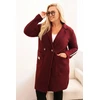 Moteriškas Plus Size paltas su dirbtinio avikailio pamušalu, bordo spalvos