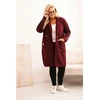 Moteriškas Plus Size paltas su dirbtinio avikailio pamušalu, bordo spalvos