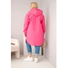 Moteriškas Plus Size paltas su gobtuvu, rožinės spalvos