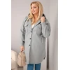 Moteriškas Plus Size paltas su gobtuvu, pilkos spalvos
