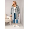 Moteriškas Plus Size paltas su gobtuvu, pilkos spalvos