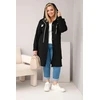 Moteriškas Plus Size paltas su gobtuvu ir sagomis, juodos spalvos