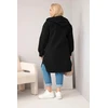 Moteriškas Plus Size paltas su gobtuvu ir sagomis, juodos spalvos