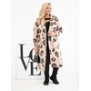 Moteriškas Plus Size paltas su leopardo raštu, smėlio spalvos