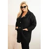 Moteriškas Plus Size paltas su vilna ir kišenėmis, juodos spalvos