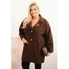 Moteriškas Plus Size paltas su vilna ir kišenėmis, rudas
