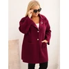 Moteriškas Plus Size paltas su vilna ir kišenėmis, šviesi chaki spalva