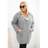 Moteriškas Plus Size paltas su vilna ir kišenėmis, pilkai melange spalvos