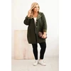Moteriškas Plus Size paltas su vilna ir kišenėmis, chaki spalvos