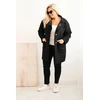 Moteriškas Plus Size paltas su vilna ir kišenėmis, juodos spalvos