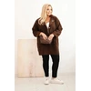 Moteriškas Plus Size paltas su vilna ir kišenėmis, rudas