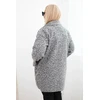 Moteriškas Plus Size paltas su vilna ir kišenėmis, pilkai melange spalvos