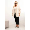 Moteriškas Plus Size švarkas oversize, smėlio spalvos