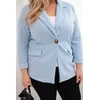 Moteriškas Plus Size švarkas su apykakle ir ilgomis rankovėmis, mėlynos spalvos