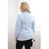 Moteriškas Plus Size švarkas su apykakle ir ilgomis rankovėmis, mėlynos spalvos