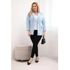 Moteriškas Plus Size švarkas su apykakle ir ilgomis rankovėmis, mėlynos spalvos