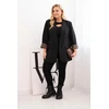 Moteriškas Plus Size švarkas su leopardo rašto pamušalu, juodos spalvos